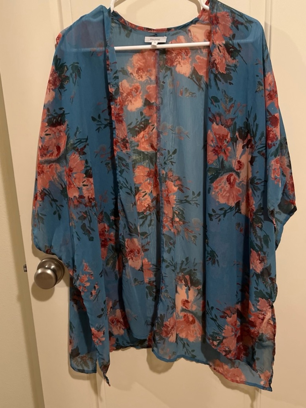 Pleione Blue Floral Sheer Kimono